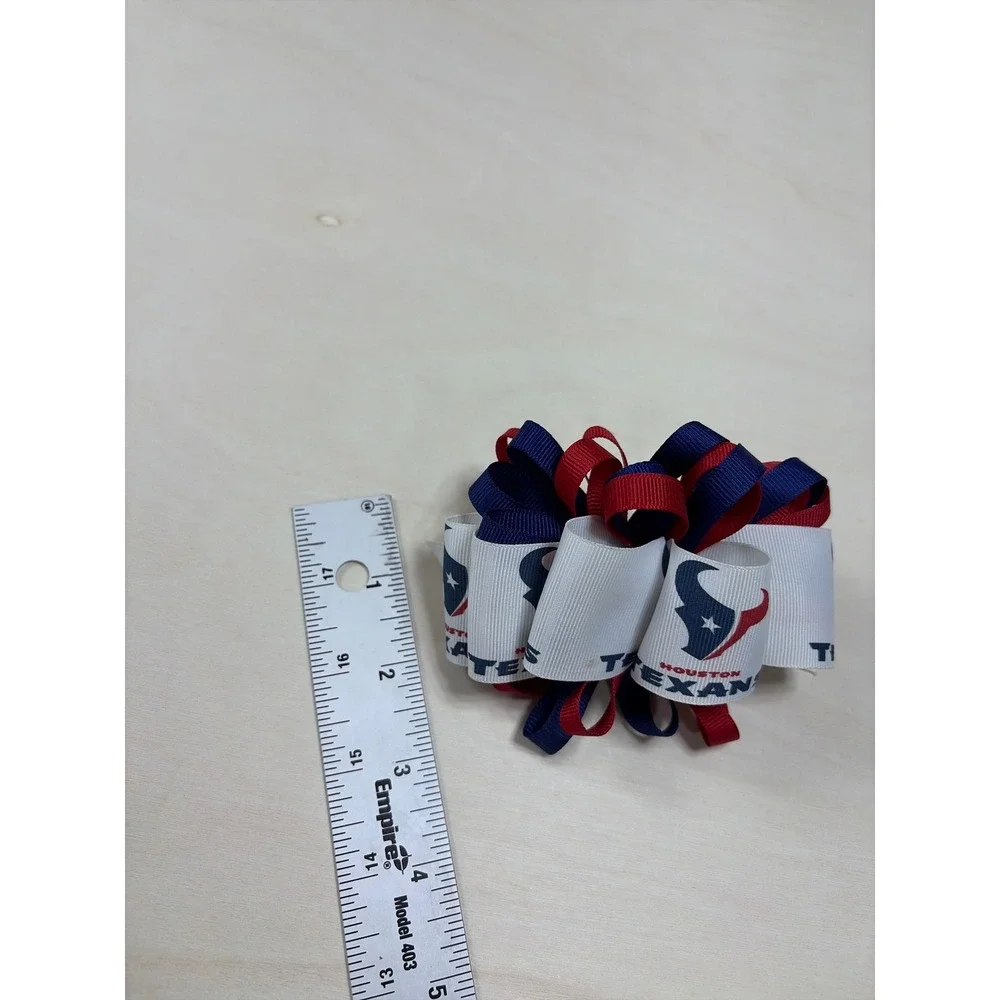 Houston Texans NFL Hair Bow Navy Blue Red White Grosgrain Ribbon Alligator Clip
